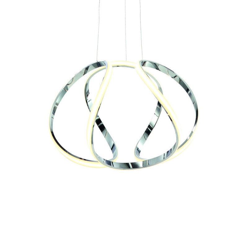 Suspension GLOBE bande lumineuse torsadée chromé LED 50W blanc neutre 3000Lm Design chic 