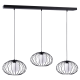 Suspension KRONOS 3 cages ovale métal noir et boule verre blanc E14 Industriel 