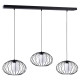 Suspension KRONOS 3 cages ovale métal noir et boule verre blanc E14 Industriel 