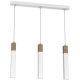 Suspension SOLO 3 tubes rectangulaires métal blanc et bois mini GU10 Industriel 