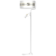 Lampadaire ULTIMO abat-jour tissu blanc bande doré E27 + liseuse mini GU10 Design chic 