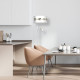 Lampadaire ULTIMO abat-jour tissu blanc bande doré E27 + liseuse mini GU10 Design chic 