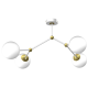 Plafonnier JOY 3 branches atome métal blanc doré boules verre blanc E14 Design chic 