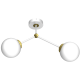 Plafonnier JOY 2 branches atome métal blanc doré boules verre blanc E14 Design chic 
