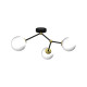 Plafonnier JOY 4 branches atome métal noir doré boules verre blanc E14 Design chic 