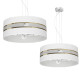 Suspension ULTIMO hauteur réglable abat-jour rond 50cm tissu blanc bande doré E27 Design chic 