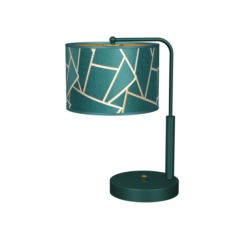 Lampe de chevet ZIGGY abat-jour tissu mosaique vert doré E27 Design chic 