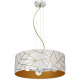 Suspension ZIGGY abat-jour rond 50cm tissu mosaique blanc doré E27 Design chic 