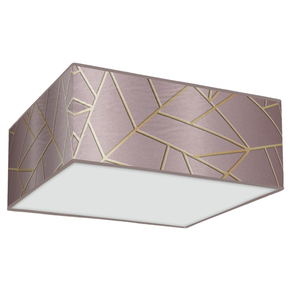 Plafonnier ZIGGY abat-jour rond 60cm tissu mosaique rose doré E27 Design chic 