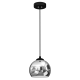 Suspension TORO boule métal chromé E27 base noir Minimaliste 