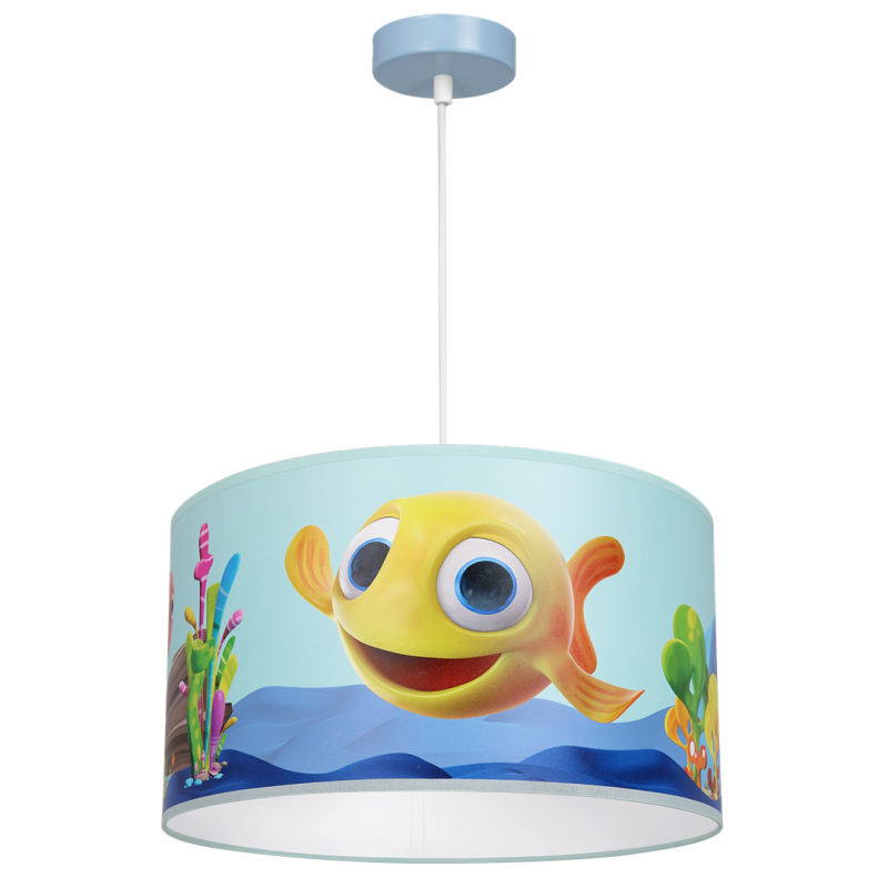 Suspension RYBKA le poisson jaune abat-jour plastique métal bleu E27 Enfant 