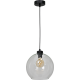 Suspension SOFIA boule verre clair E27 base ronde métal noir Design chic 