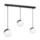 Suspension SFERA 3 boules alignées verre blanc E14 base métal noir Design chic 