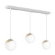 Suspension SFERA 3 boules alignées bois et verre blanc E14 base métal blanc Design chic 