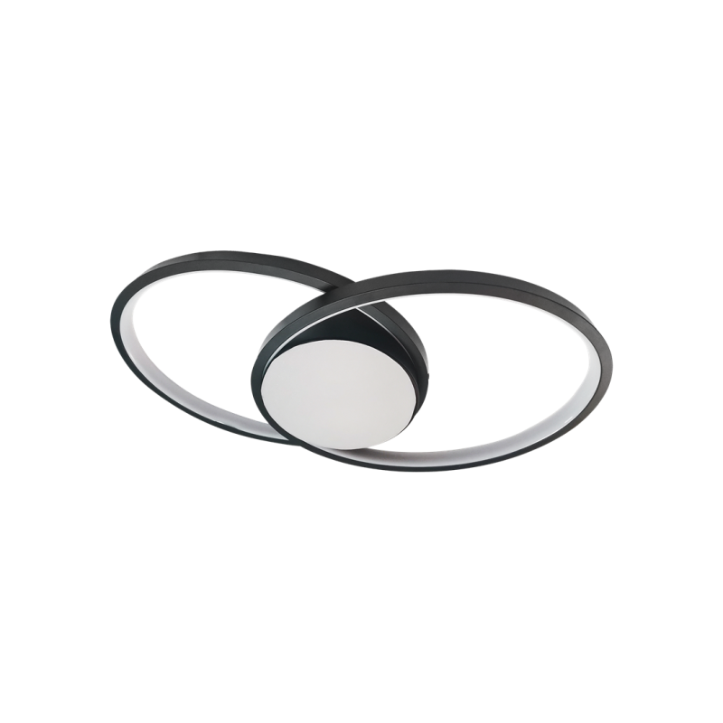 Plafonnier FOCUS cercles noir entrelacés LED 40W blanc neutre 4000k 2400Lm Design Chic 