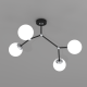 Plafonnier JOY 3 branches atome métal noir chromé boules verre blanc E14 Design chic 