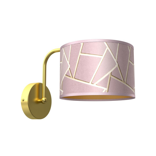 Applique murale ZIGGY abat-jour tissu mosaique rose doré E27 Design chic 