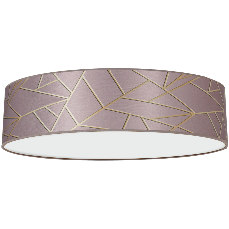 Plafonnier ZIGGY abat-jour rond 50cm tissu mosaique rose doré E27 Design chic 