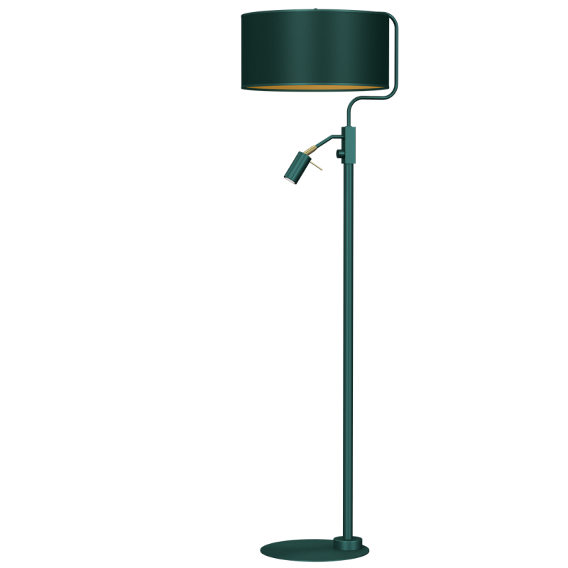 Lampadaire VERDE abat-jour tissu vert E27 + liseuse mini GU10 Design chic 