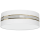 Plafonnier ULTIMO abat-jour rond 60cm tissu blanc bande doré E27 Design chic 