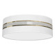 Plafonnier ULTIMO abat-jour rond 60cm tissu blanc bande doré E27 Design chic 