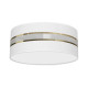 Plafonnier ULTIMO abat-jour rond 40cm tissu blanc bande doré E27 Design chic 