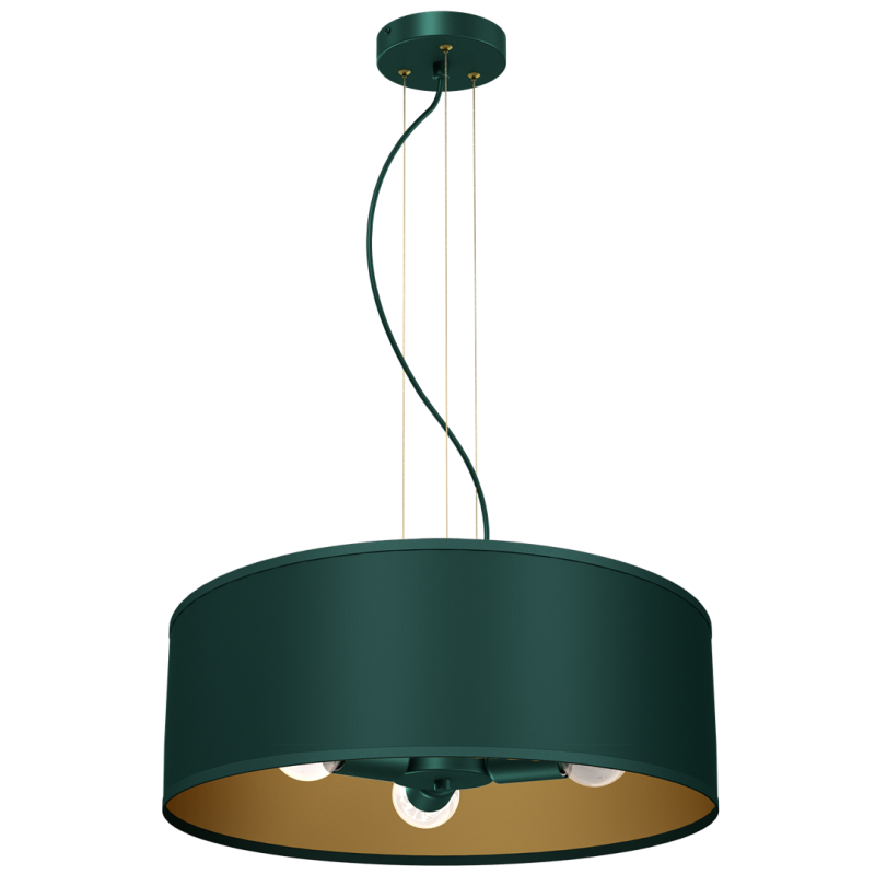 Suspension VERDE hauteur réglable abat-jour rond 50cm tissu vert E27 Design chic 