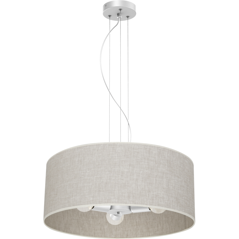 Plafonnier LINO rond 50cm abat-jour en lin beige gris E27 Nature 