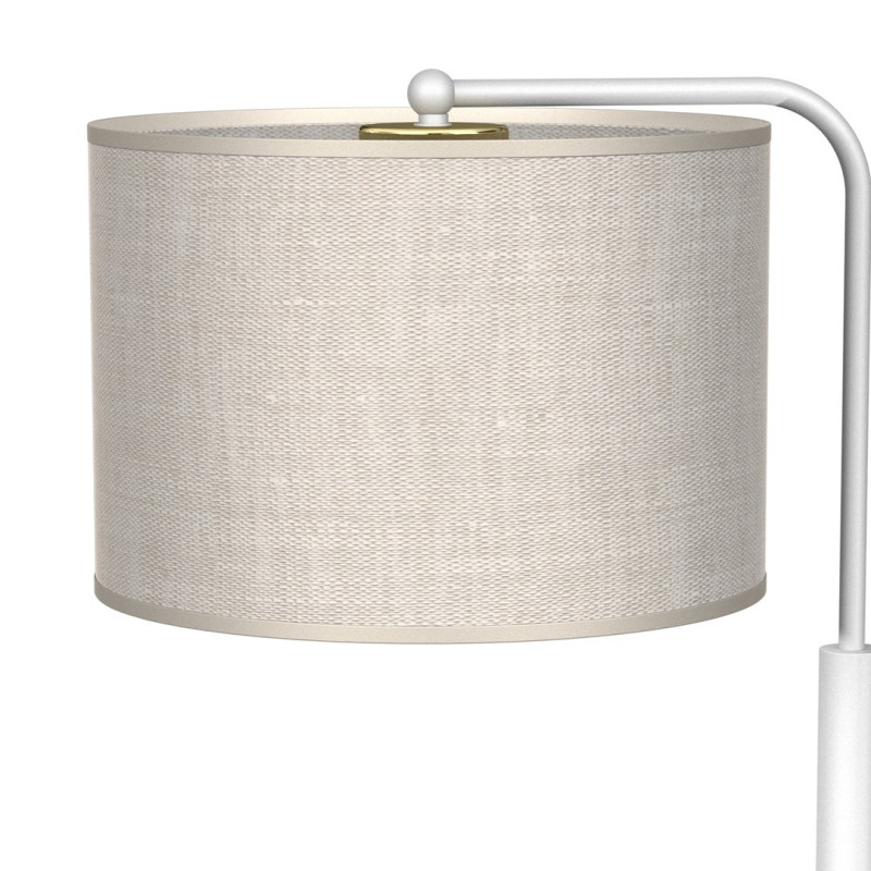 Lampe à poser LINO abat-jour en lin beige gris E27 pied métal blanc Nature 