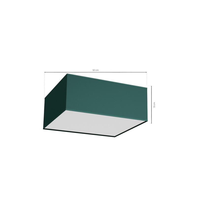 Plafonnier VERDE abat-jour carré 50cm tissu vert E27 Design chic 