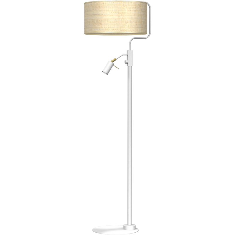 Lampadaire MARSHALL abat-jour rotin E27 + liseuse mini GU10 Nature 