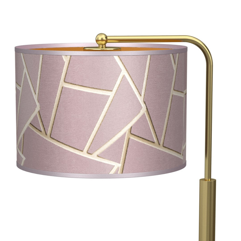 Lampe de chevet ZIGGY abat-jour tissu mosaique rose doré E27 Design chic 