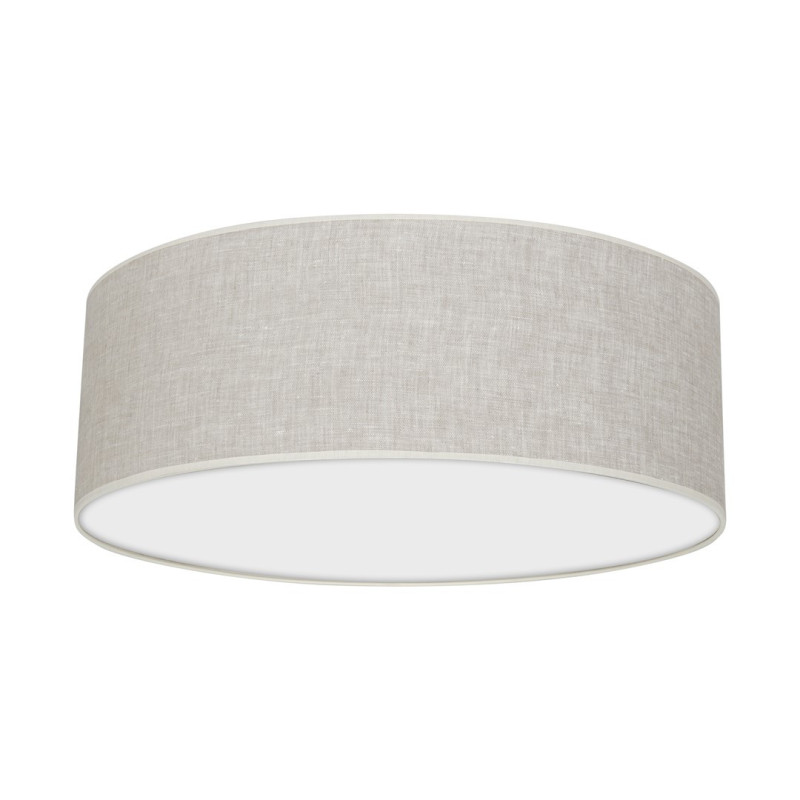 Plafonnier LINO rond 50cm abat-jour en lin beige gris E27 Nature 