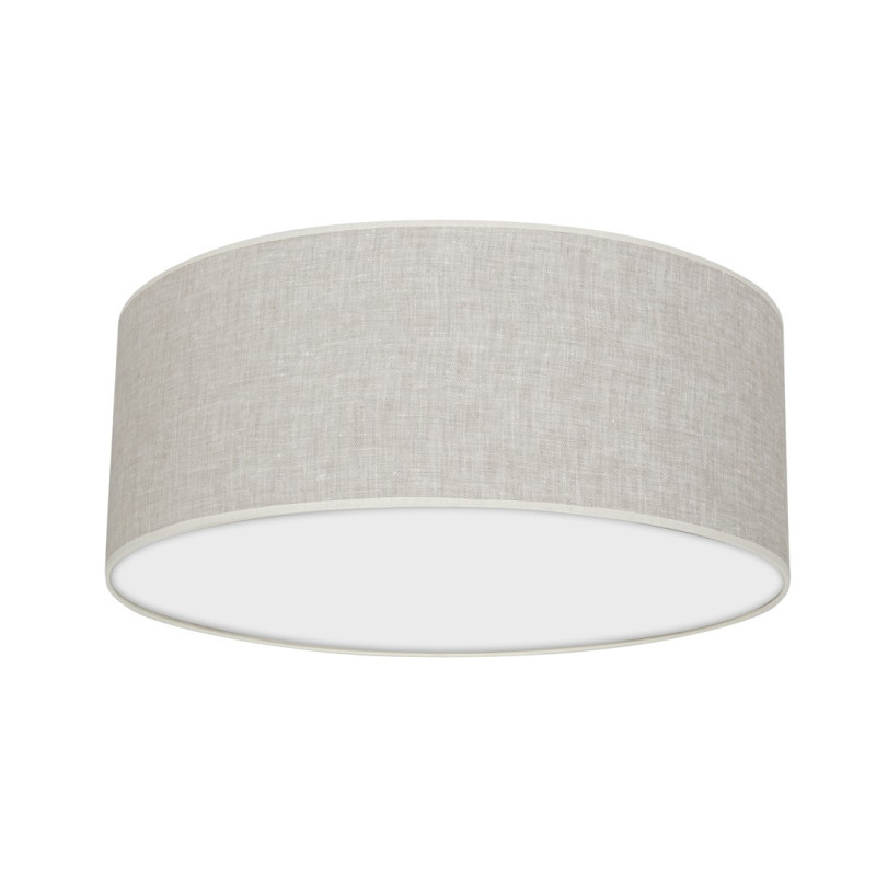 Plafonnier LINO rond 40cm abat-jour en lin beige gris E27 Nature 