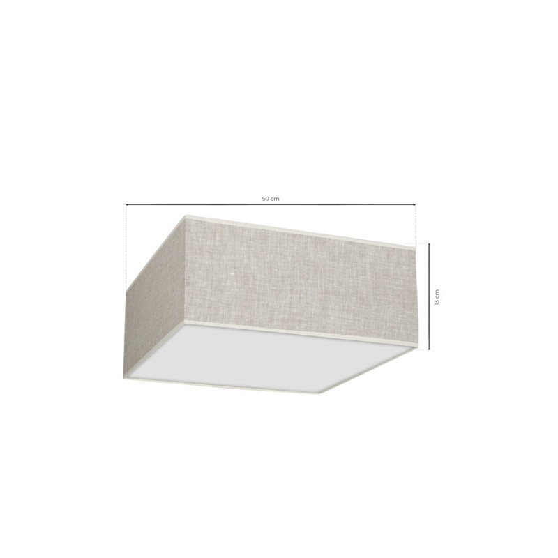 Plafonnier LINO carré 50cm abat-jour en lin beige gris E27 Nature 