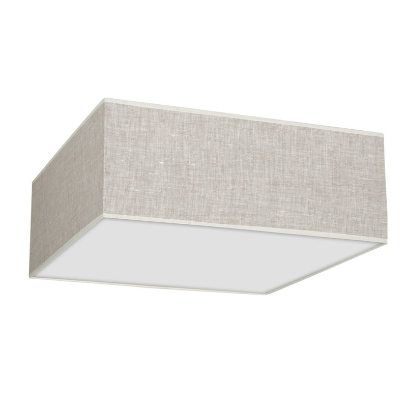 Plafonnier LINO carré 50cm abat-jour en lin beige gris E27 Nature 