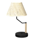 Lampe à poser ETNA abat-jour lin beige gris E27 pied métal noir et bois Nature 