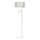 Lampadaire SENSO abat-jour tissu marbré noir doré E27 + liseuse mini GU10 Design chic 