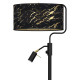 Lampadaire SENSO abat-jour tissu marbré noir doré E27 + liseuse mini GU10 Design chic 