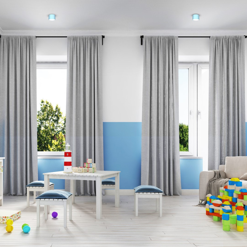 Plafonnier DIXIE base métal blanc abat-jour Bleu GX53 Enfant 