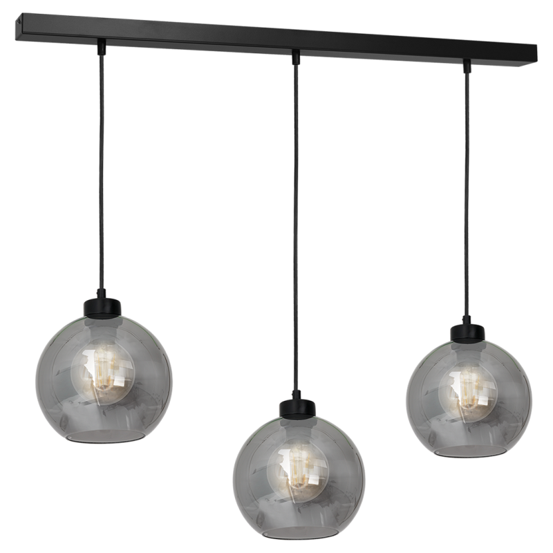 Suspension SOFIA 3 boules verre fumé E27 alignés Design chic 