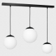 Suspension LIMA base métal noir 3 boules verre blanc alignées E14 Design chic 