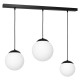 Suspension LIMA base métal noir 3 boules verre blanc alignées E14 Design chic 