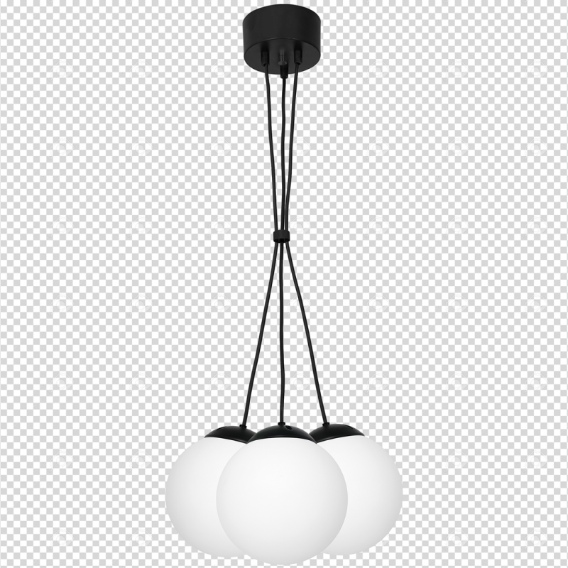 Suspension LIMA base métal noir grappe 3 boules verre blanc E14 Design chic 