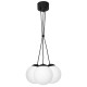 Suspension LIMA base métal noir grappe 3 boules verre blanc E14 Design chic 