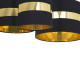 Plafonnier PALMIRA 3 abat-jour tissu noir anneau doré E27 Design chic 