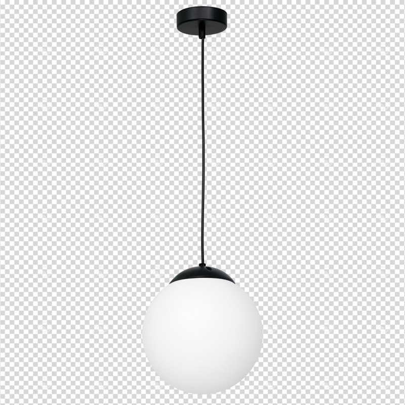 Suspension LIMA base métal noir boule verre blanc E14 Design chic 