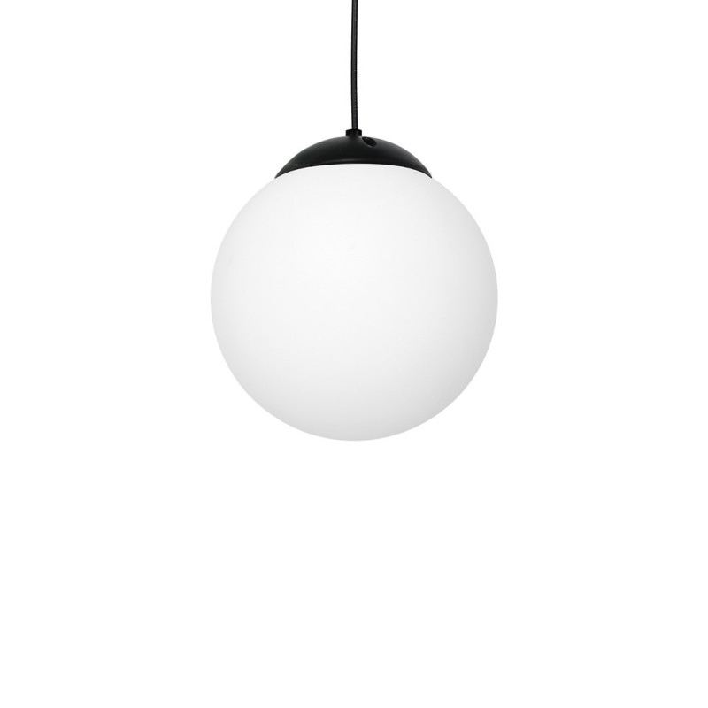 Suspension LIMA base métal noir boule verre blanc E14 Design chic 