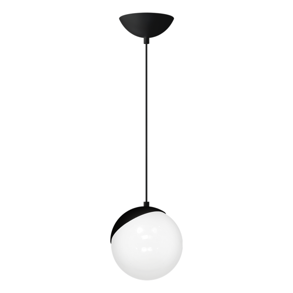 Suspension SFERA boule verre blanc E14 base métal noir Design chic 