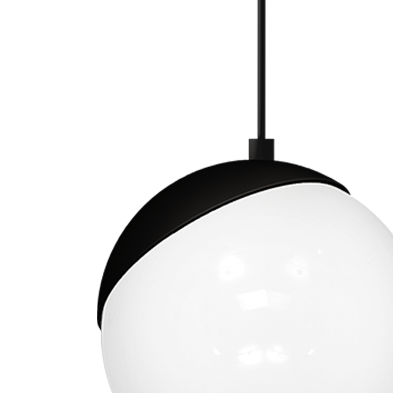 Suspension SFERA boule verre blanc E14 base métal noir Design chic 